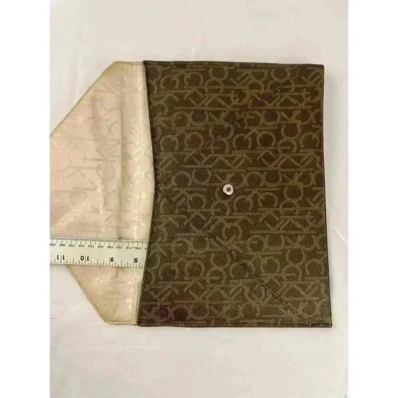Calvin Klein Tablet Sleeve Case Clutch 11" x 8.5" Brown Logo - Picture 5 of 12